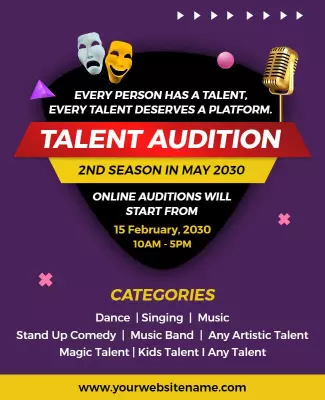 Talent Show Audition Announcement Flyer Template