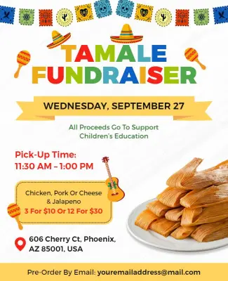 Tamale Fundraiser Educational Support Flyer Template