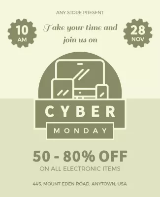 Tan Brown Cyber Monday Flyer Template