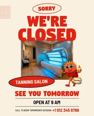 Tanning Salon We're Closed Announcement Flyer Template