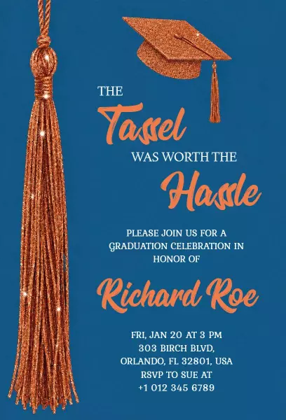 Tassel Worth The Hassle Graduation Celebration Invitation Template