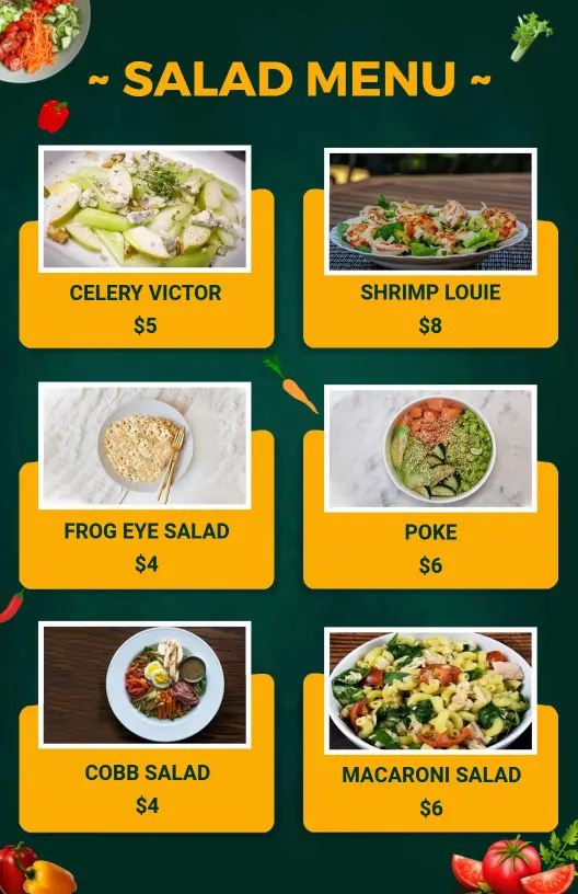 Tasty and Unique Salads Menu Template
