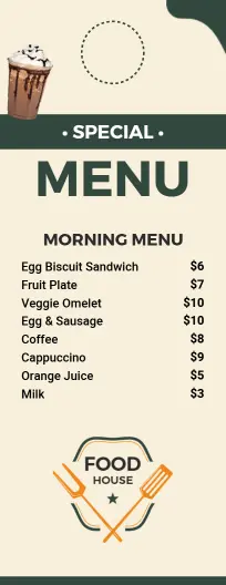 Tasty Breakfast Offerings with Freshly Made Entrees Door Hanger Menu Template