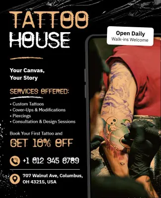 Tattoo Art Studio Services Promotional Flyer Template
