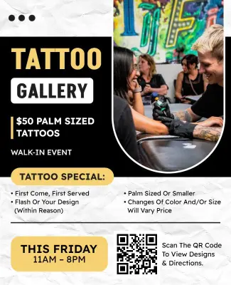 Tattoo Gallery Walk-in Event Flyer Template