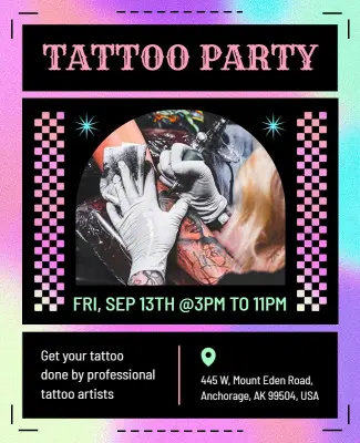 Tattoo Party Event Invitation Flyer Template