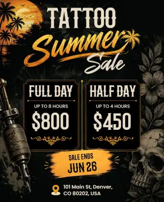 Tattoo Summer Sale Promotion Flyer Template