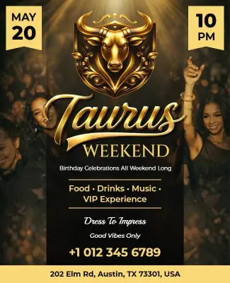 Taurus Birthday Weekend Celebration Flyer Template