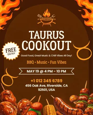 Taurus Cookout Event Flyer Template