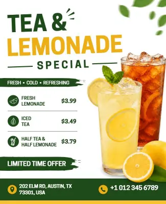 Tea and Lemonade Special Promotion Flyer Template