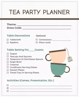 Tea Party Planning Checklist Flyer Template
