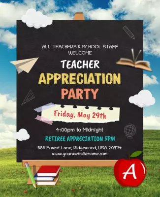 Teacher Appreciation Party Celebration Flyer Template