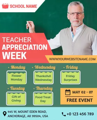 Colorful Educational Theme for Teacher Appreciation Week Flyer Template
