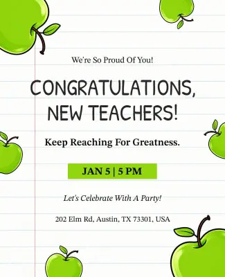 Teacher Congratulations Party Announcement Poster Template