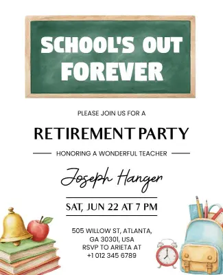 Teacher Retirement Party Celebration Flyer Template