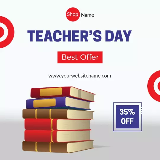 Teacher's Day Book Sale with 35% Off Promotion Ad Template