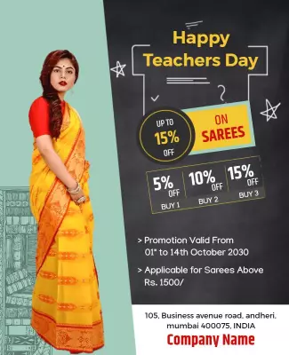 Teachers Day Saree Discount Flyer Template