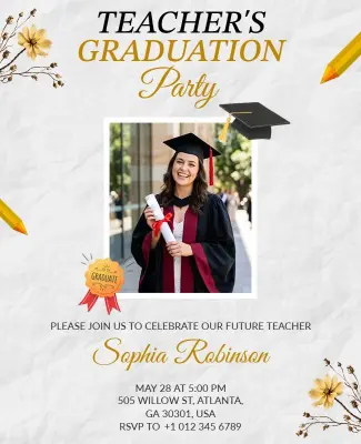 Teacher's Graduation Celebration Party Flyer Template