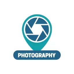 Teal and Blue Camera Icon Design Highlighting Photography Logo Template