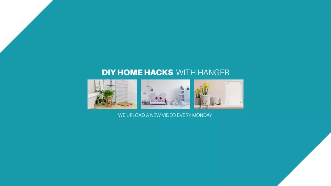 Teal Background with DIY Home Hacks and Tips YouTube Banner Template