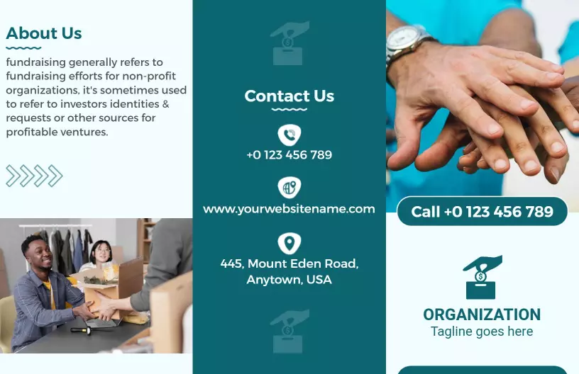 Teal Fundraising Volunteer and Donation Process Brochure Template