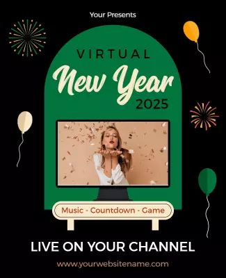 Teal Green New Year Flyer Template