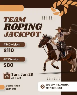 Team Roping Jackpot Event Flyer Template