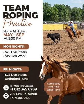 Team Roping Practice Event Flyer Template