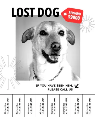 Tear-Off Contact Lost Dog Poster Template