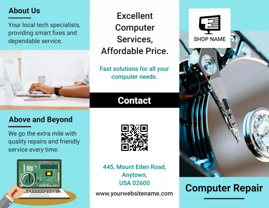 Tech Repair Services Expert Solutions Tri Fold Brochure Template
