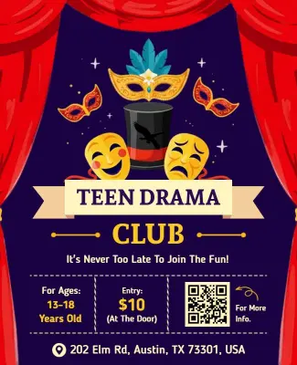 Teen Drama Club Event Flyer Template