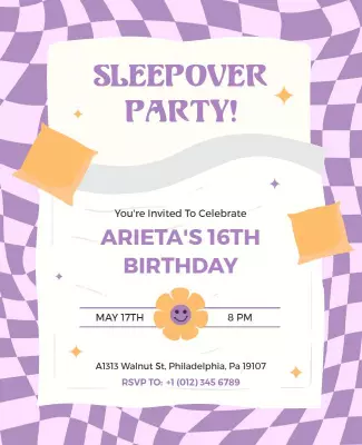 Teen Sleepover Birthday Celebration Flyer Template