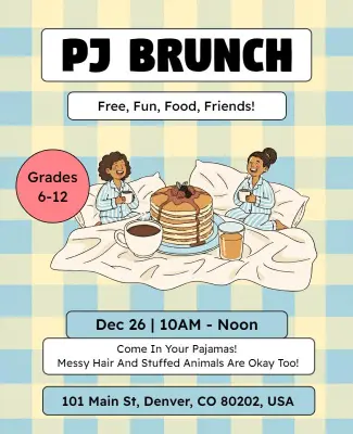 Teens Pajama Party Brunch Invitation Flyer Template