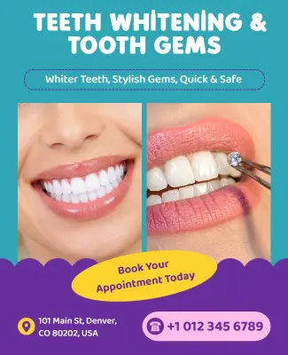 Teeth Whitening and Tooth Gems Promotion Poster Template