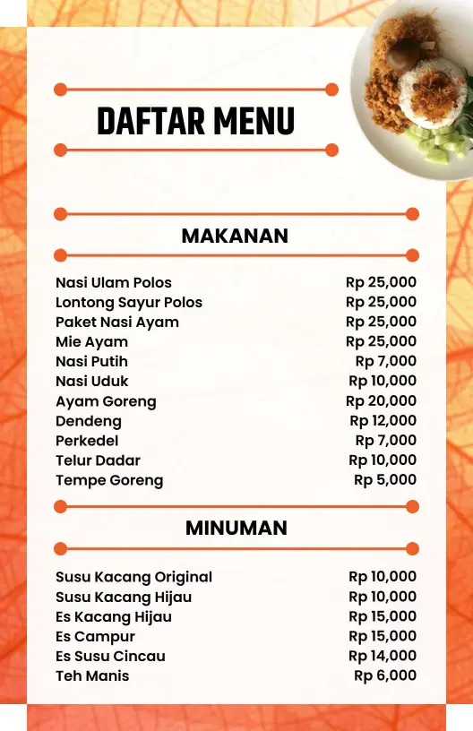 Templat Daftar Menu Indonesia Sederhana Oranye Dan Putih