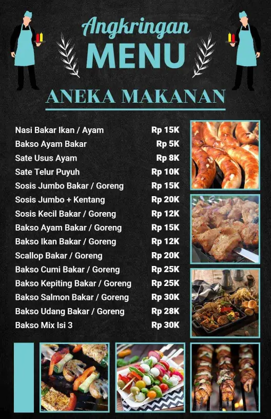 Templat Menu Angkringan Aneka Sajian Panggang Dan Pilihan Sate Gurih