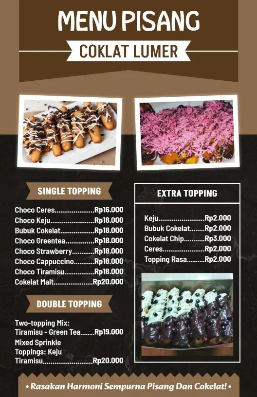 Templat Menu Coklat Pisang Manis Tradisional Indonesia