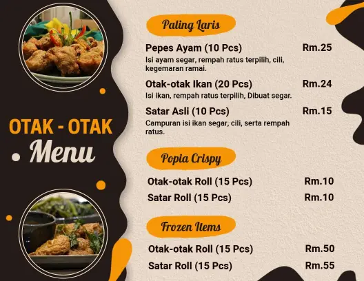 Templat Menu Masakan Otak-Otak Hitam Putih Moden