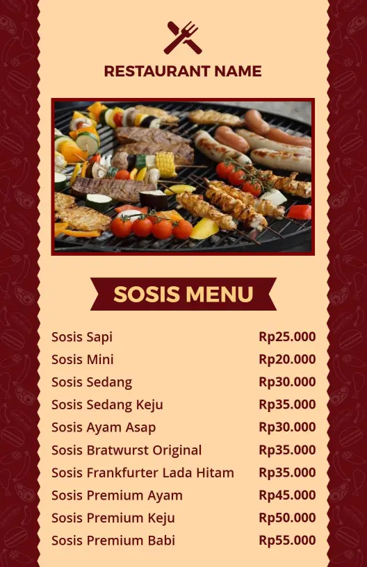 Templat Menu Sosis Gaya Barbeku Tradisional