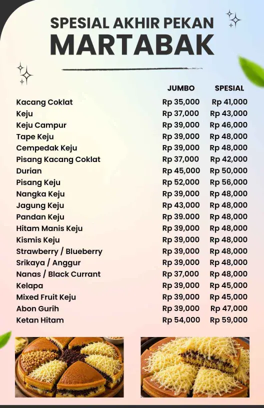 Templat Menu Spesial Martabak Dengan Gradasi Hijau Lembut