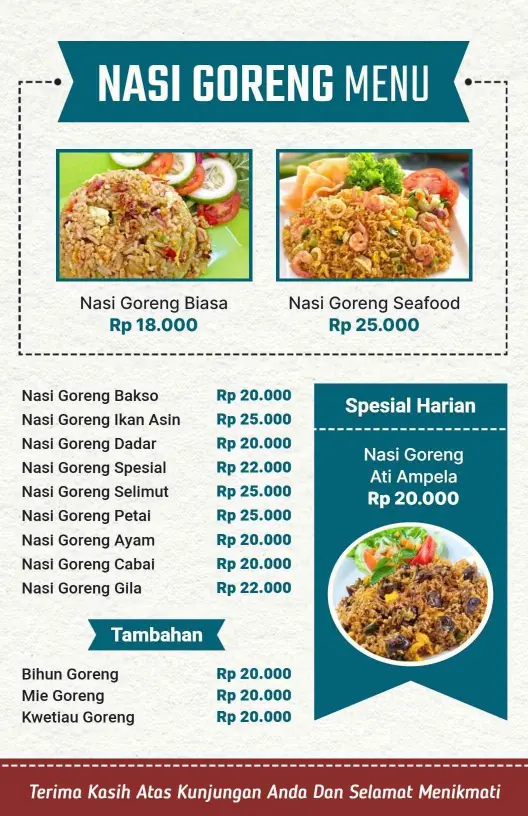 Templat Menu Spesialisasi Nasi Goreng Dengan Cita Rasa Otentik