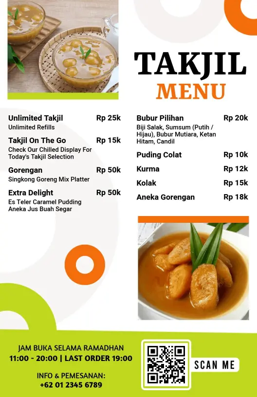 Templat Menu Takjil Tradisional Indonesia Berwarna-Warni