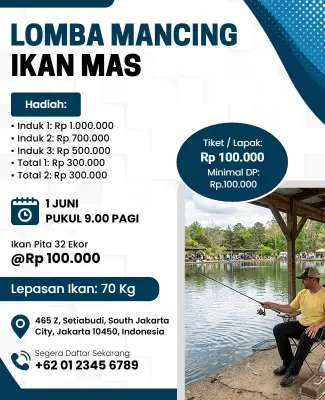 Template Flyer Lomba Mancing Ikan Mas