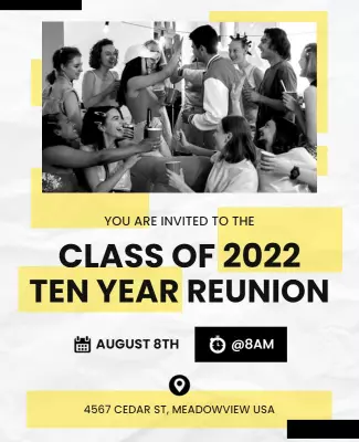 Ten Year Class Reunion Invitation Flyer Template