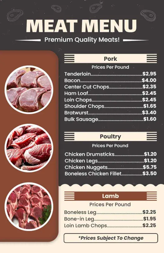 Tender Cuts and Sausages with Variety of Meat Menu Template