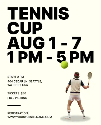 Tennis Cup Tournament Event Typography Poster Template