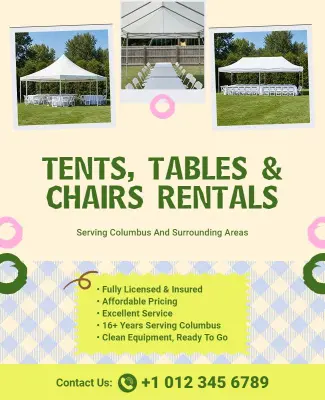 Tents Tables and Chairs Rental Service Flyer Template