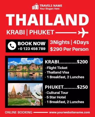 Thailand Travel Package Promotion Flyer Template