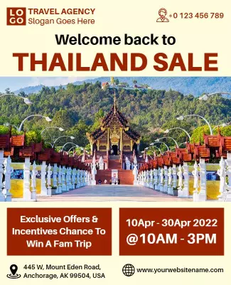 Thailand Travel Sale Promotional Flyer Template
