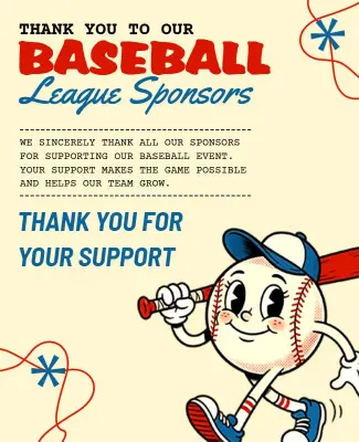Thank You for Baseball Sponsors Flyer Template